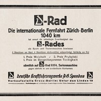 D-Rad R0/4 Werbung Reklame Fernfahrt Zürich-München-Berlin 1925